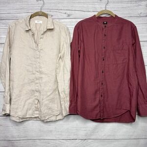 Uniqlo Linen Cotton Button Down Shirt‎ Bundle Womens Medium
